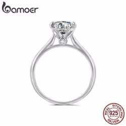 Bamoer 1.0ct Round Moissanite Ring D Color Vvs1 Ex Lab Diamond Band For Women 925 Sterling Silver Engagement Wedding Gift - 7
