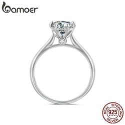 Bamoer 1.0ct Round Moissanite Ring D Color Vvs1 Ex Lab Diamond Band For Women 925 Sterling Silver Engagement Wedding Gift - 7