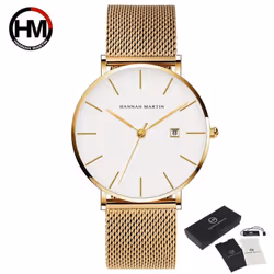 Hannah Martin Classic Bauhaus Design Men Watch Dark Blue Japan Quartz Waterproof Fashion Business Calendar Ultra Thin Watches ...