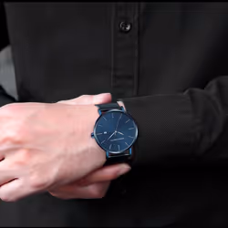 Hannah Martin Classic Bauhaus Design Men Watch Dark Blue Japan Quartz Waterproof Fashion Business Calendar Ultra Thin Watches - white