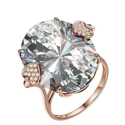 Luxury Oval Topaz Ring 18k Rose Gold Wedding Band Ring For Women Gift - white, 10