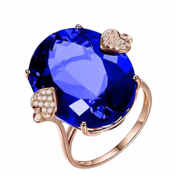 Luxury Oval Topaz Ring 18k Rose Gold Wedding Band Ring For Women Gift - white, 10