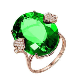 Luxury Oval Topaz Ring 18k Rose Gold Wedding Band Ring For Women Gift - green, 9