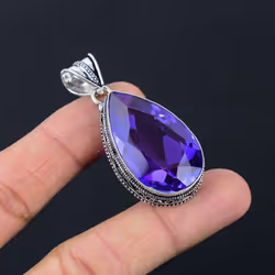 Amethyst Gemstone Pendant Solid 925 Sterling Silver Pendant Jewelry Gift For Unisex Lg-035