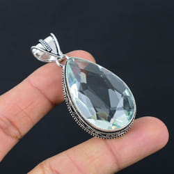 White Topaz Gemstone Pendant Solid 925 Sterling Silver Pendant Jewelry Gift For Unisex Lg-008