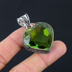 Peridot Gemstone Pendant Solid 925 Sterling Silver Pendant Jewelry Gift For Unisex Lg-013