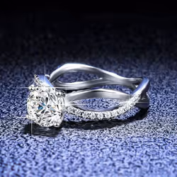Tancise Classic 925 Sterling Silver  Moissanite Ring Ladies Jewelry Wedding Promise Party Gift - silver, 13