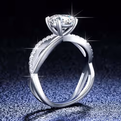 Tancise Classic 925 Sterling Silver  Moissanite Ring Ladies Jewelry Wedding Promise Party Gift - silver, 12