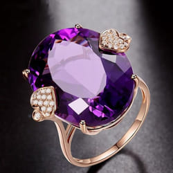 Luxury Oval Topaz Ring 18k Rose Gold Wedding Band Ring For Women Gift - purple, 9