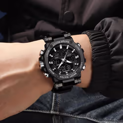 Lige X Foxbox Fashion Sports Men&apos;s Watch Led Digital Clock Silicone Waterproof Military Watch - gold