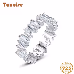 Tancise Classic 925 Sterling Silver Zircon Ring Ladies Jewelry Wedding Promise Party Gift - silver, 6