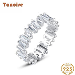 Tancise Classic 925 Sterling Silver  Zircon Ring Ladies Jewelry Wedding Promise Party Gift - silver, 9
