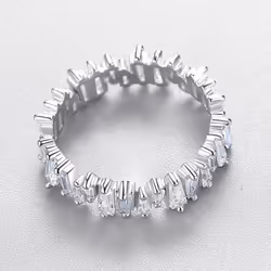 Tancise Classic 925 Sterling Silver  Zircon Ring Ladies Jewelry Wedding Promise Party Gift - silver, 9