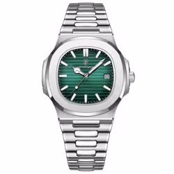 Poedagar Luxury Watch Business Waterproof Clock Luminous Date Stainless Steel Square Quartz Men Watch - green