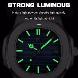 Poedagar Luxury Watch Business Waterproof Clock Luminous Date Stainless Steel Square Quartz Men Watch - blue