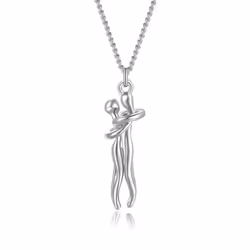 S925 Sterling Silver Necklace Couple Classic Villain Lovers Men And Women Hug Collarbone Pendant Chain Necklace Lovers Jewelry - beige
