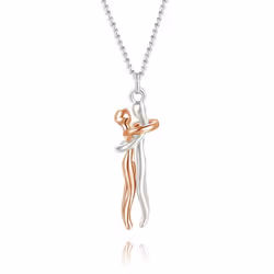 S925 Sterling Silver Necklace Couple Classic Villain Lovers Men And Women Hug Collarbone Pendant Chain Necklace Lovers Jewelry - beige