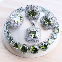 Wedding Silver Color Jewelry Set For Women Bridal Cubic Zircon Rings/bracelets/earrings/pendant Necklace Set - purple, 9