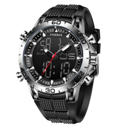 2022 FOXBOX Sport Mens Watches Top Brand Luxury Dual Display Quartz Watch For Men Military Waterproof Clock Digital Electronic Watch - Silver Black