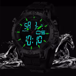 2022 FOXBOX Sport Mens Watches Top Brand Luxury Dual Display Quartz Watch For Men Military Waterproof Clock Digital Electronic Watch - Black