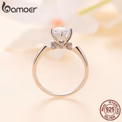 Bamoer 1ct Moissanite Wedding Ring Luxury D Color Vvs1 Ex 925 Sterling Silver Ring For Women Engagement Fine Jewelry - 9