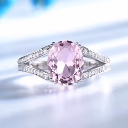 Umcho Solid 925 Sterling Silver Rings For Women Silver 925 Ring Pink Morganite Gemstone Ring - pink, 9