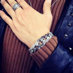 New Silver Jewelry Men&apos;s Bracelet Personality Domineering Six-character Mantra Peace Pattern Chinese Style Retro Chain - as the picture, 22cm