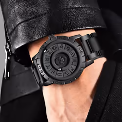 Lige Brand Foxbox New Personalized Original Men Quartz Watch Skull Dial Magnetic Ball Design Waterproof Quartz Watch Men&apos;s - gold, Leather strap