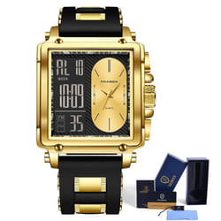 Lige New Fashion Men Watch Foxbox Brand Multi-functional Luminous Sports Waterproof Quartz Watch Men&apos;s Gifts - gold
