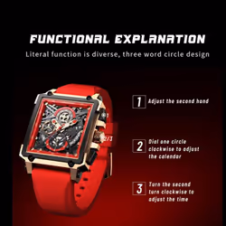 Hollow Square Mens Watches Chronograph LIGE Brand Luxury Automatic Date Men Watch Waterproof Male Wristwatches - Silver Black