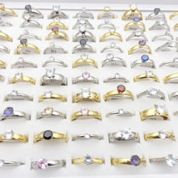 50pcs Stainless Steel Rings For Men Women Silver Gold Zircon Wedding Bands Jewelry