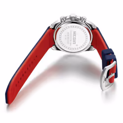 MEGIR Men&apos;s Analogue Sport Chronograph Luminous Quartz Watch with Fashion Silicone Strap 2063 - Blue