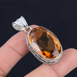 Honey Citrine Gemstone Pendant Solid 925 Sterling Silver Pendant Jewelry Gift For Unisex