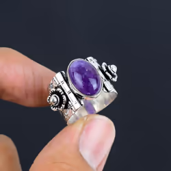 Natural Amethyst Gemstone Silver Ring | 925 Sterling Sliver | Antique Silver Jewelry | Handmade Vintage Silver Rings For Wome ...