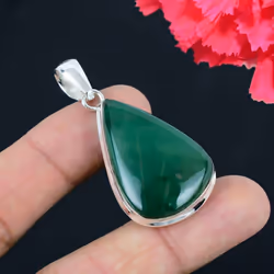 Nephrite Jade Gemstone Pendant Solid 925 Sterling Silver Pendant Jewelry Gift For Unisex
