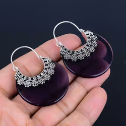 Amethyst Gemstone Earrings Solid 925 Sterling Silver Handmade Earrings Jewelry Gift For Women And Girls Lg-546