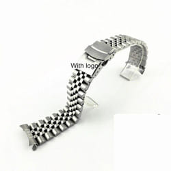For Seiko Solid Stainless Steel Band Skx007 Skx009 Srpd63k1 Samurai 20mm 22mm Men&apos;s Strap Srpd Jubilee Curved Bracelet - B-Silver with logo  20mm