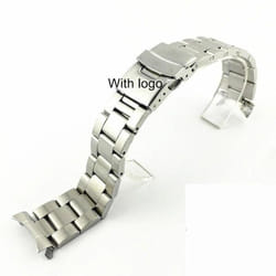 For Seiko Solid Stainless Steel Band Skx007 Skx009 Srpd63k1 Samurai 20mm 22mm Men&apos;s Strap Srpd Jubilee Curved Bracelet - C-Silver with logo  20mm