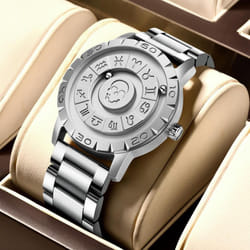 Lige Brand Foxbox New Personalized Original Men Quartz Watch Skull Dial Magnetic Ball Design Waterproof Quartz Watch Men&apos;s - silver, Steel strap