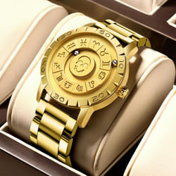 Lige Brand Foxbox New Personalized Original Men Quartz Watch Skull Dial Magnetic Ball Design Waterproof Quartz Watch Men&apos;s Gi - gold, Steel strap