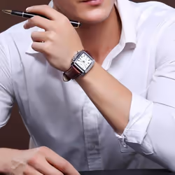 Megir Original Watch Men Top Brand Luxury Rectangle Quartz Military Watches Waterproof Luminous Leather Wristwatch Men Clock 2028 - gold