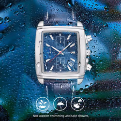 Megir Original Watch Men Top Brand Luxury Rectangle Quartz Military Watches Waterproof Luminous Leather Wristwatch Men Clock 2028 - gold