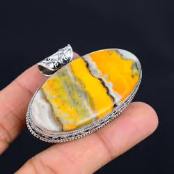 Bumble Bee Jasper Gemstone Pendant Solid 925 Sterling Silver Pendant Jewelry Gift For Unisex