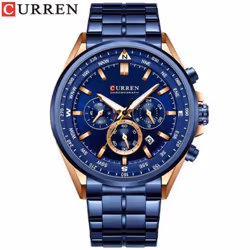 Curren Men's Luxury Watches Fashion Sporty Wristwatches Male Chronograph Quartz Stainless Steel Clock With Luminous Hand ...