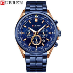Curren Men&apos;s Luxury Watches Fashion Sporty Wristwatches Male Chronograph Quartz Stainless Steel Clock With Luminous Hands 8399 - blue