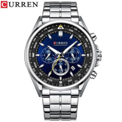 Curren Men&apos;s Luxury Watches Fashion Sporty Wristwatches Male Chronograph Quartz Stainless Steel Clock With Luminous Hands 8399 - white