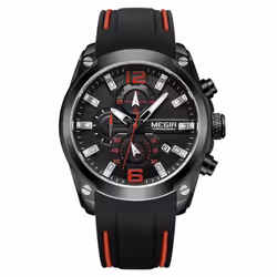 Megir Men's Chronograph Analog Quartz Watch With Date, Luminous Hands, Waterproof Silicone Rubber Strap Wristswatch For ...