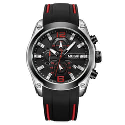 Megir Men&apos;s Chronograph Analog Quartz Watch With Date, Luminous Hands, Waterproof Silicone Rubber Strap Wristswatch For Man 2063 - ivory