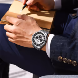 Curren Men&apos;s Luxury Watches Fashion Sporty Wristwatches Male Chronograph Quartz Stainless Steel Clock With Luminous Hands 8399 - silver
