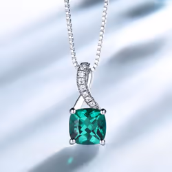 Umcho Gemstone Emerald Ring Pendant Stud Earrings 925 Sterling Silver Jewelry Set - emerald, 7